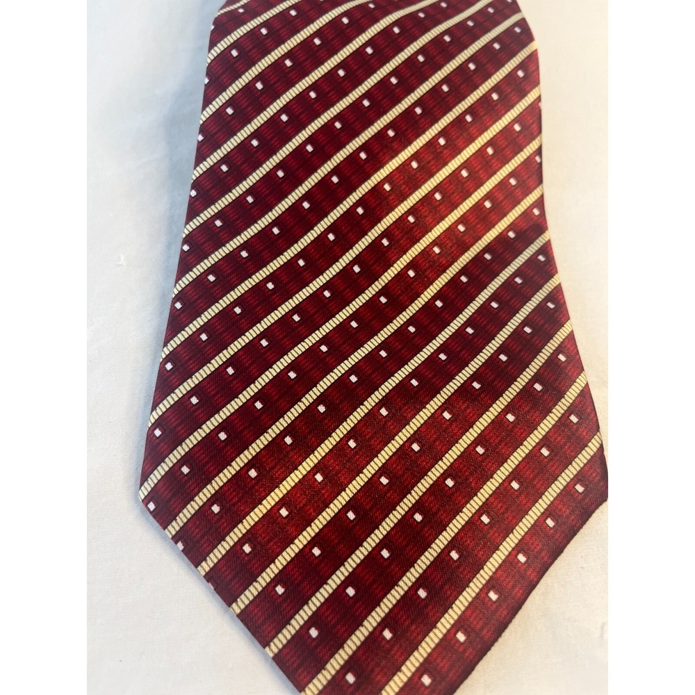 jd JUNDI Mens Repp Geometric Striped Red Lux‎ Striped Neck Tie Handmade